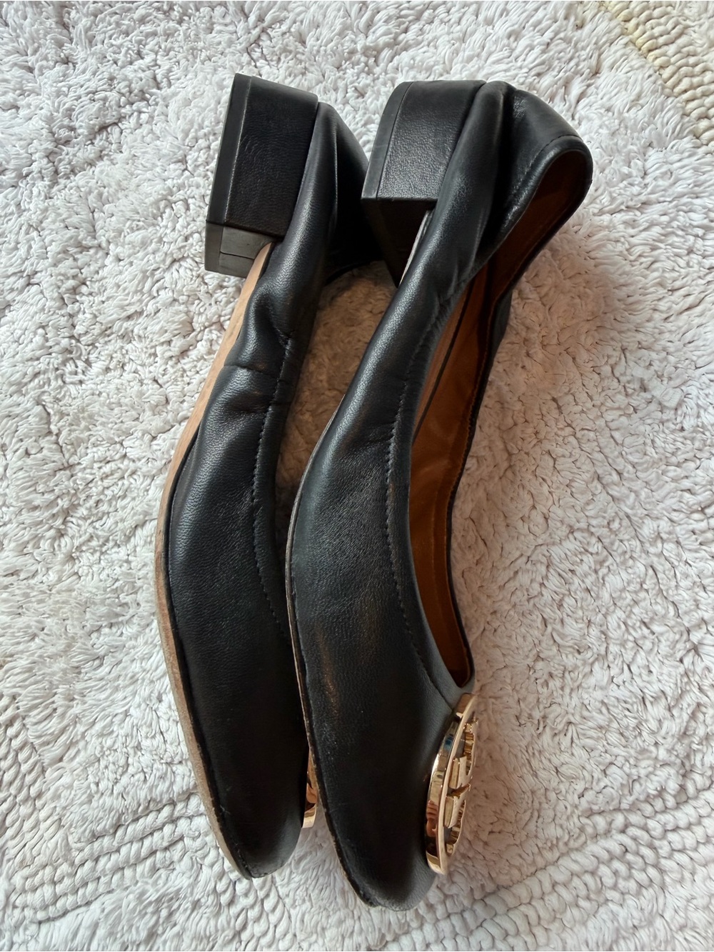 Tory Burch Benton Ballet Scrunch Back Nappa Leather 7.5 - Picture 3 of 5